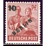 1949 Germany Berlin West 10 on 24 Pf. green overprint mint**  € 20.00