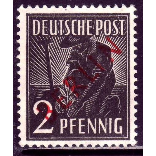 1949 Germany Berlin West 2 Pf. red overprint mint**  € 3.50