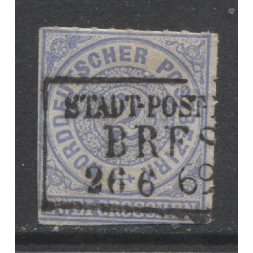 1868 North German Confederation 2 Groschen used Scott # 5
