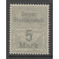 German States Bavaria 5 Mark Bavarian Railroad issue mint*