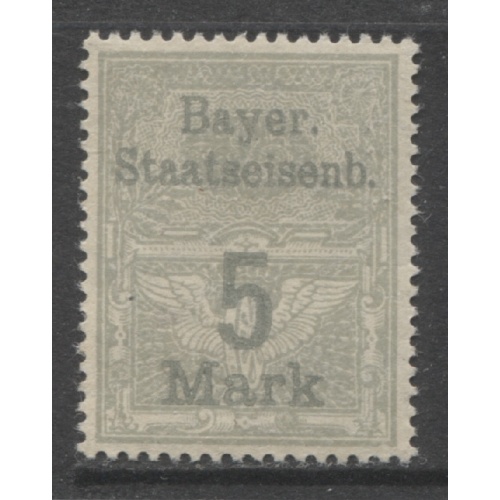 German States Bavaria 5 Mark Bavarian Railroad issue mint*