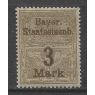 German States Bavaria 3 Mark Bavarian Railroad issue mint**
