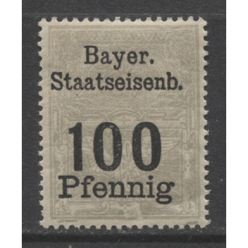 German States Bavaria 100 Pfennig Bavarian Railroad issue mint**