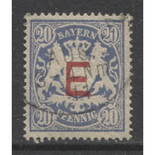 1908 German States Bavaria 20 Pfennig Railroad official issue used CV € 1.00