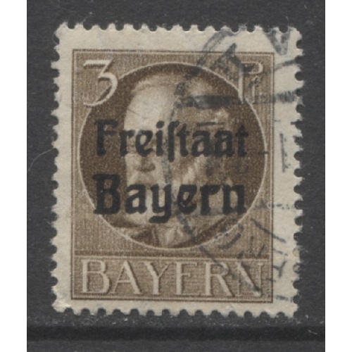 1919 German States Bavaria 3 Pfennig King Ludwig issue with overprint used