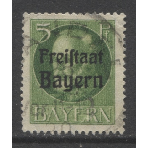 1919 German States Bavaria 5 Pfennig King Ludwig issue with overprint used