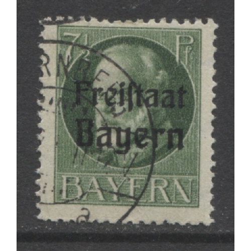 1919 German States Bavaria 7½ Pfennig King Ludwig issue with overprint used