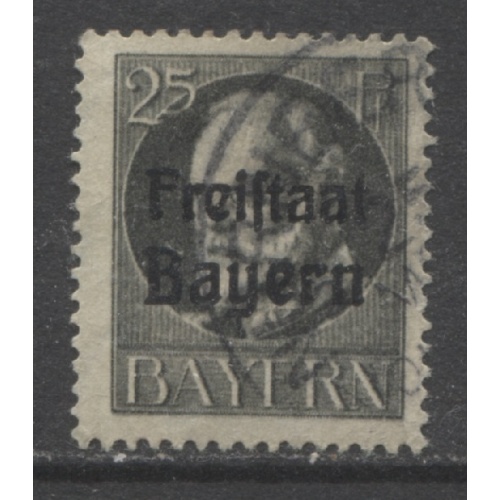 1919 German States Bavaria 25 Pfennig King Ludwig issue with overprint used