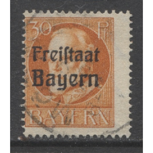 1919 German States Bavaria 30 Pfennig King Ludwig issue with overprint used