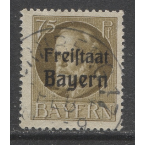 1919 German States Bavaria 75 Pfennig King Ludwig issue with overprint used