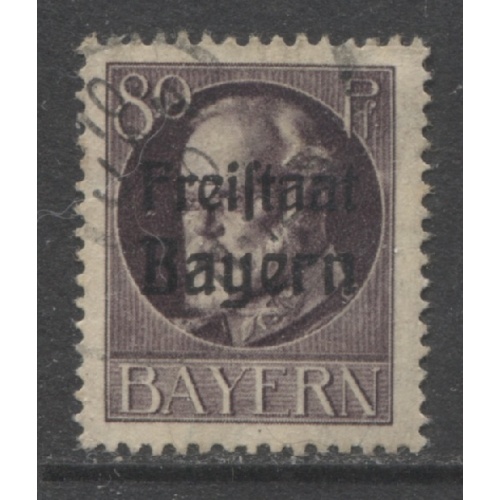 1919 German States Bavaria 80 Pfennig King Ludwig issue with overprint used