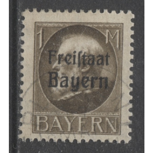 1919 German States Bavaria 1 Mark King Ludwig issue with overprint used