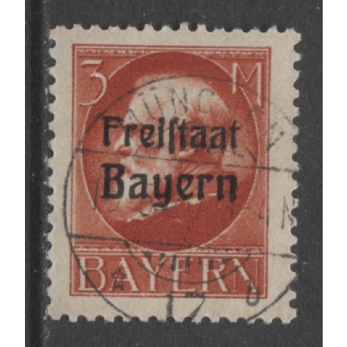 1919 German States Bavaria 3 Mark King Ludwig issue with overprint used