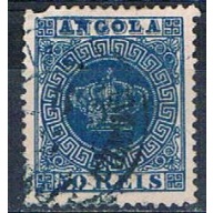Angola 15 Used Portugese Crown missing perf 1818 CV 14.00 (HV0066)