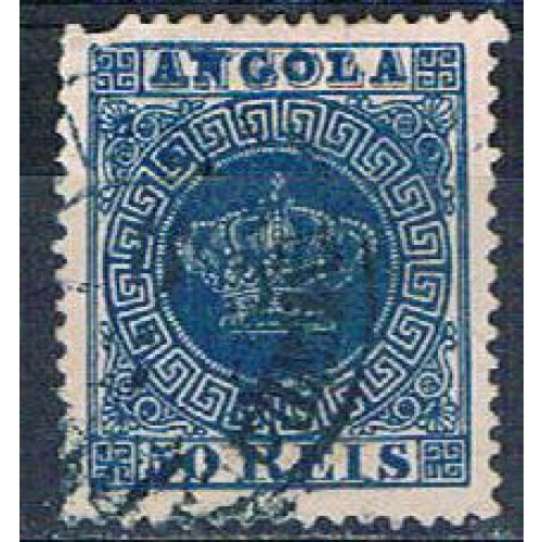 Angola 15 Used Portugese Crown missing perf 1818 CV 14.00 (HV0066)