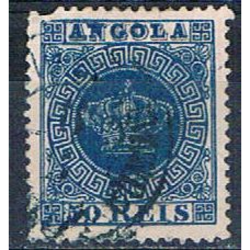 Angola 15 Used Portugese Crown missing perf 1818 CV 14.00 (HV0066)