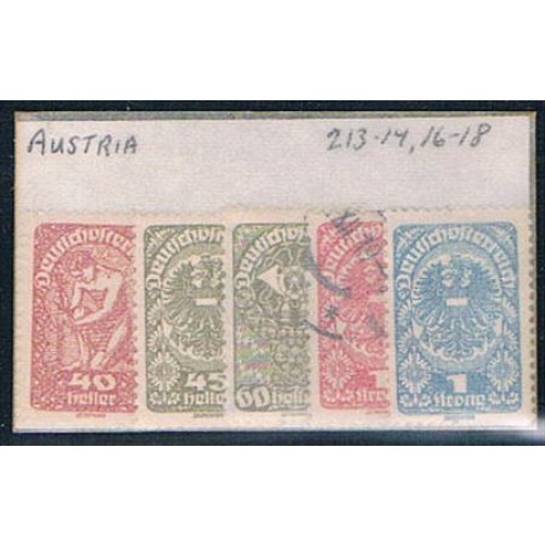 Austria 213 Mixed condition Partial Set Scott 's Shown 1919 (A0225)