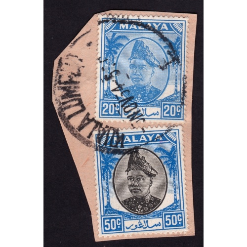 SELANGOR 1949 Palm 50cx2 Sc#91 USED ON PIECE @BM219