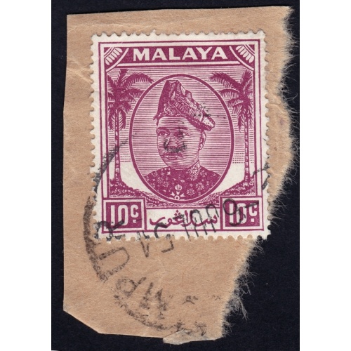 SELANGOR 1949 Palm 10c Sc#86 USED ON PIECE @BM223