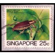 SINGAPORE 1985 Insects 25c Water Beetle Sc#457 on paper USED @BM226