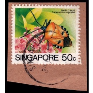 SINGAPORE 1985 50c Insect/Shield Bug Sc#459 USED ON PIECE @BM227