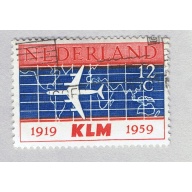 Netherlands  Used Plane over map KLM red white and blue 12   (BP87624)