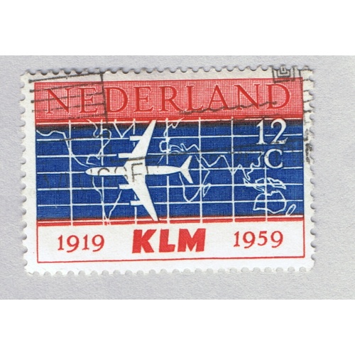 Netherlands  Used Plane over map KLM red white and blue 12   (BP87624)