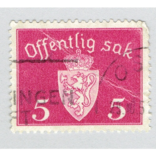 Norway Coat of arms Violet 5 Used (BP92505)