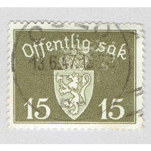 Norway Coat of arms olive 15 Used (BP92508)