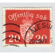 Norway Coat of arms red 20 Used (BP92509)