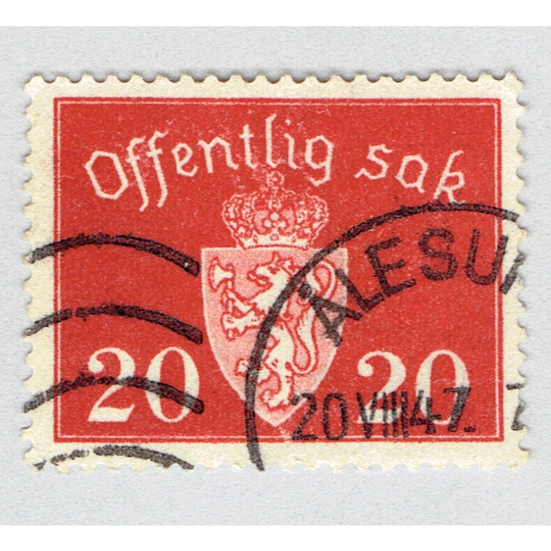 Norway Coat of arms red 20 Used (BP92509)