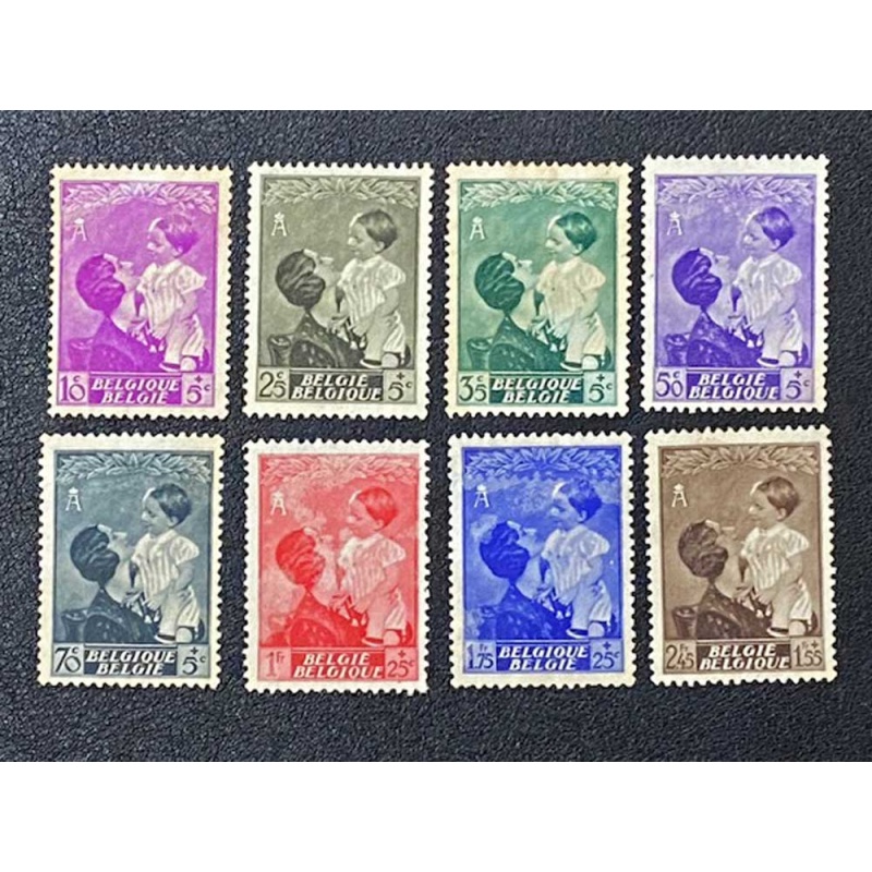 Belgium, Sc #B189-96, Full Set, MH, 1937