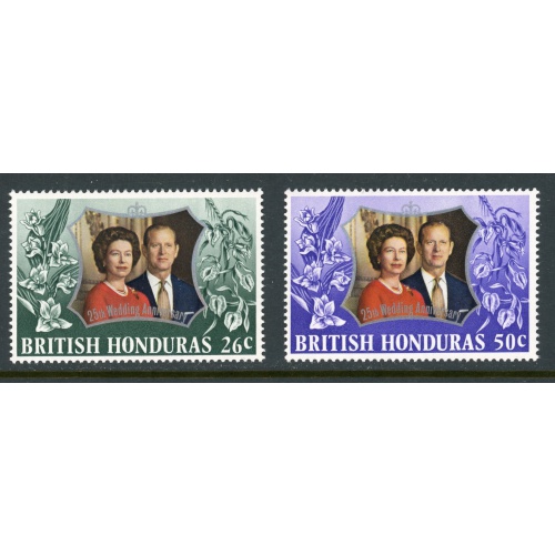 British Honduras 306-307 MNH 1972 Silver Wedding Issue