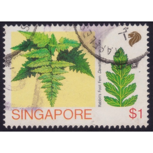 SINGAPORE 1990 $1 Ferns Rabbit Foot Sc#587 USED @C008