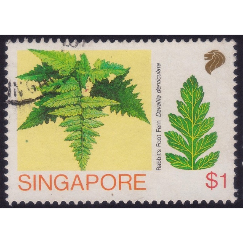 SINGAPORE 1990 $1 Ferns Rabbit Foot Sc#587 USED @C009