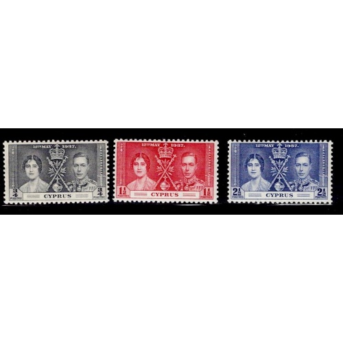 Cyprus 1937 Coronation 140-142 MNH