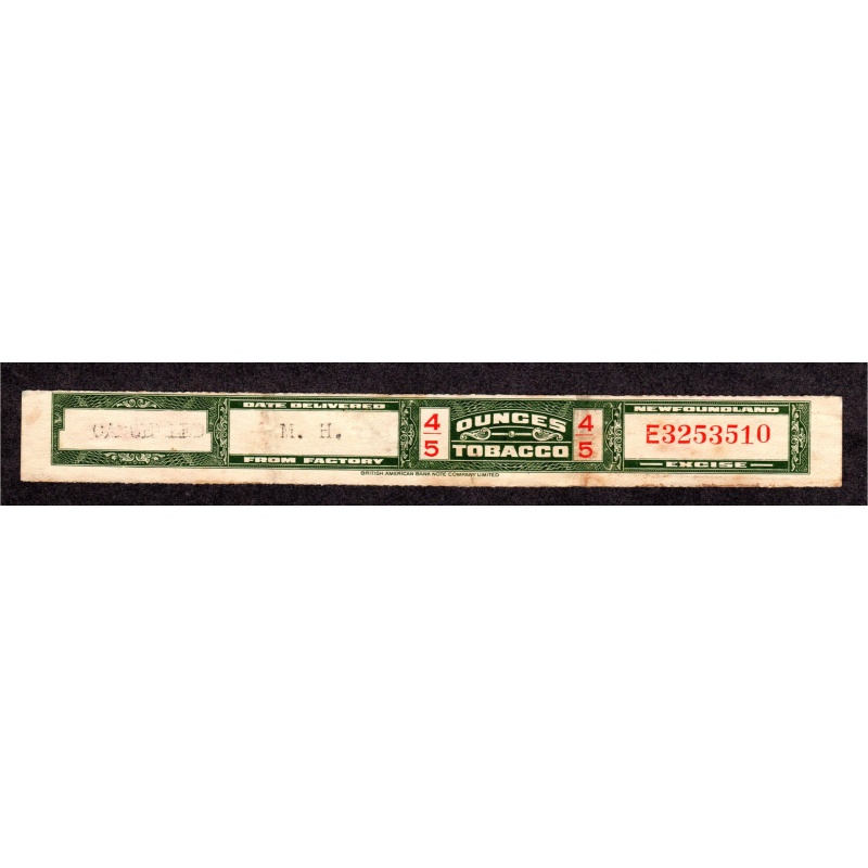 Canada, Newfoundland Excise Tax stamp, Tobacco. used Lot 220319