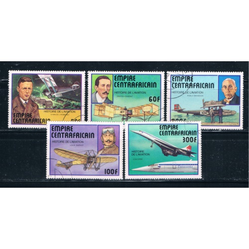 Central African Rep 297-301 Used set Planes CV 2.70 (C0118)