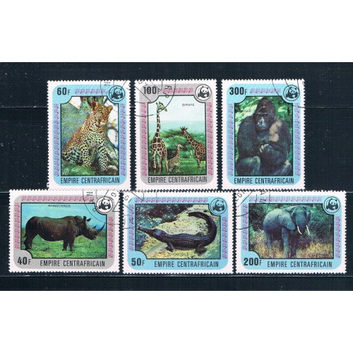 Central African Republic 323-28 Used set African Animals 1978 CV 5.35 (HV0166)+