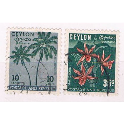 Ceylon 313-14 Used set Plants 1951 CV 2.25 (C0293)
