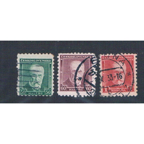 Czechoslovakia 168-70 Used set President Masaryk 1929 CV 1.30 (C0325)