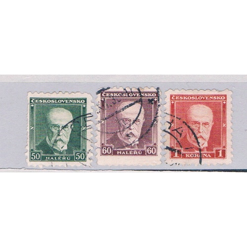 Czechoslovakia 168-70 Used set President Masaryk 1929 CV 1.30 (C0329)