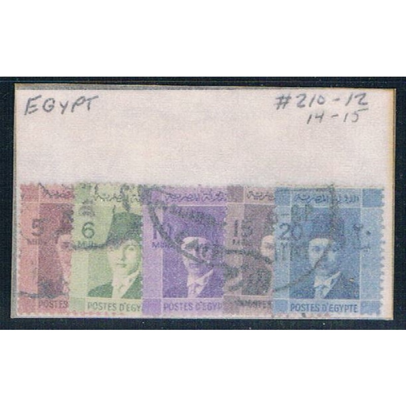 Egypt 210- Used Partial Set Scott nums Shown 1937 (E0060)