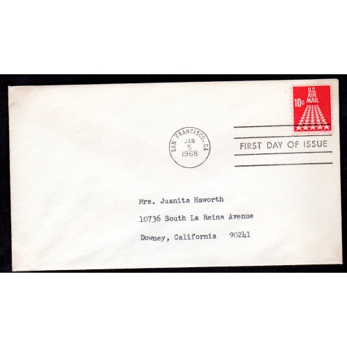 Airmail, FDC, First Day of issue Cover. Scott # C72. no cachet