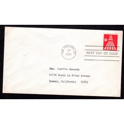 Airmail, FDC, First Day of issue Cover. Scott # C73. no cachet