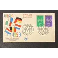 FRANCE 1959 EUROPA CEPT FDC FLAGS CACHET