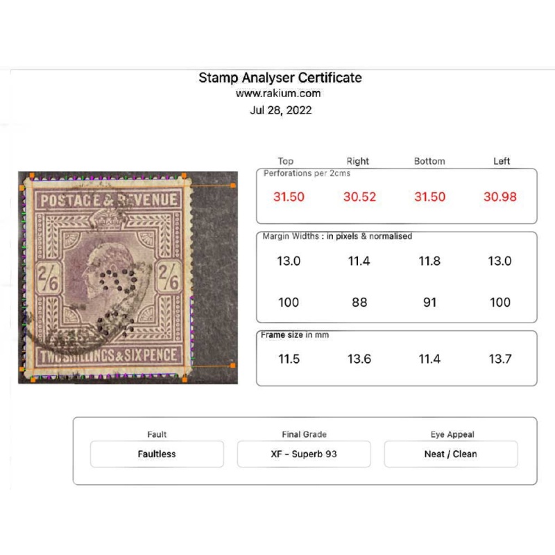 Great Britain, SG-261, Sc #139, USED, PERFIN "SG", XF-Sup93