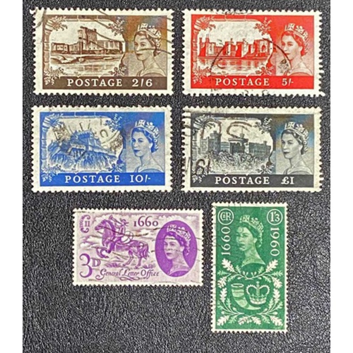Great Britain Sc #371-376,QEII "CASTLES" (4), Used, VF