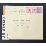 GB Postal History, Dr. W. Paton, London to Dr Shuster, NYC, 1942, censored