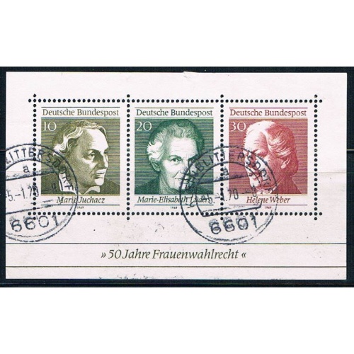 Germany 1007 Used Souvenir Sheet Womens Sufferage (G0174)